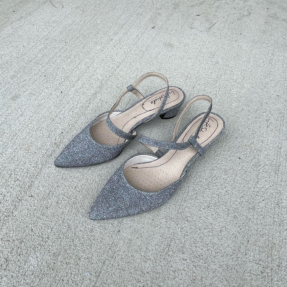 Life Stride Glitter Gray Slingback Heels